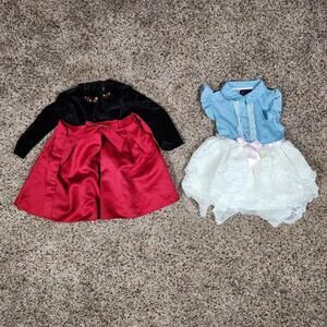 Chic Toddlers Girls Dress Set of 2 - Red and Blue Size 24 Month